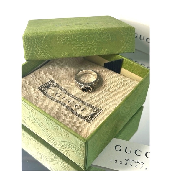 Gucci Arabesque Interlocking GG Ring – Sterling Silver 925, Size 5.5 W box & bag - Picture 1 of 10